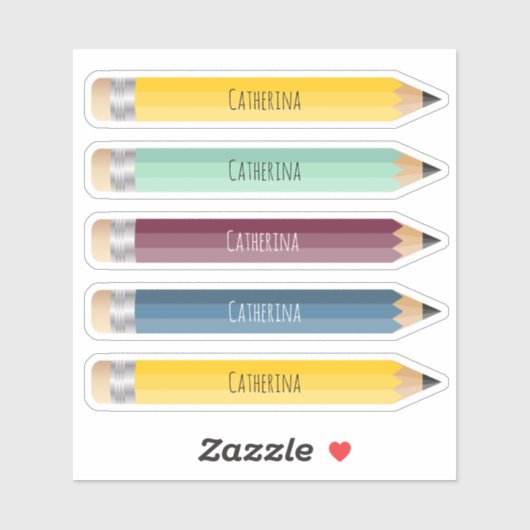  naam Potlood Sticker Custom-Cut Vinyl (Vel)