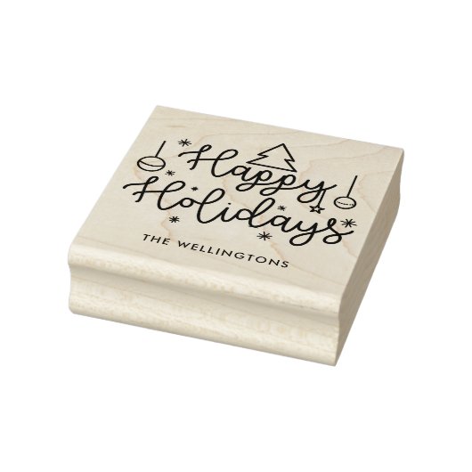 Naam Prettige feestdagen Cute Script-reeks Rubberstempel (Stempel)