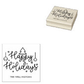 Naam Prettige feestdagen Cute Script-reeks Rubberstempel (Gestempeld)