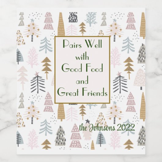 Naam prijsopgave | Rustieke winterbomen (6) Wijn Etiket (Enkel label)