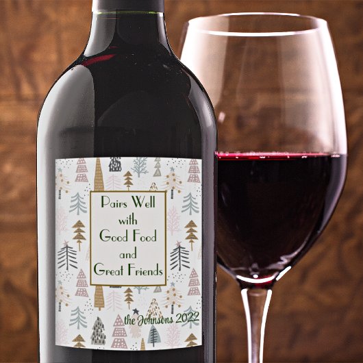 Naam prijsopgave | Rustieke winterbomen (6) Wijn Etiket