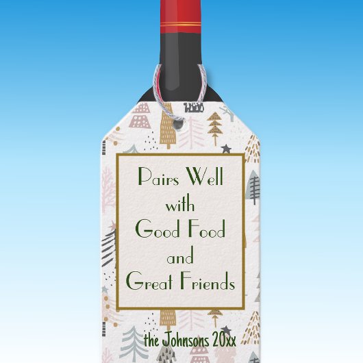 Naam prijsopgave | Winter Feestdagen wijnfles Cadeaulabel