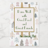 Naam prijsopgave | Winter rustieke kerstbomen (10) Wijn Etiket (Enkel label)