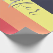 Naam primaire regenboogkleurblok Stripe Monogram Cadeaupapier (Hoek)