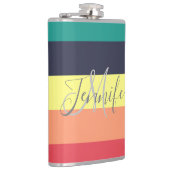 Naam primaire regenboogkleurblok Stripe Monogram Heupfles (Rechts)