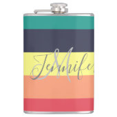 Naam primaire regenboogkleurblok Stripe Monogram Heupfles (Voorkant)