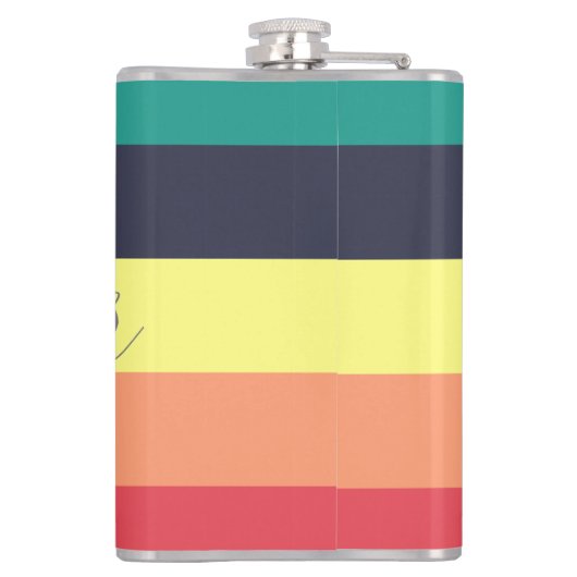 Naam primaire regenboogkleurblok Stripe Monogram Heupfles (Achterkant)