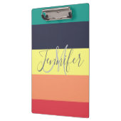 Naam primaire regenboogkleurblok Stripe Monogram Klembord (Links)