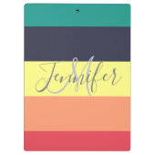 Naam primaire regenboogkleurblok Stripe Monogram Klembord (Achterkant)