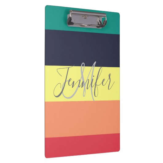 Naam primaire regenboogkleurblok Stripe Monogram Klembord (Rechts)