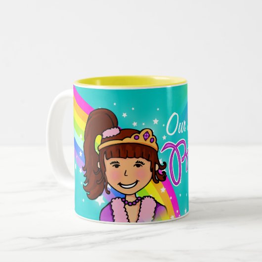 Naam prinses meiden mok regenboogaqua (Voorkant links)