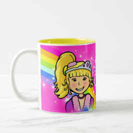 Naam prinses meiden regenboogroze mok