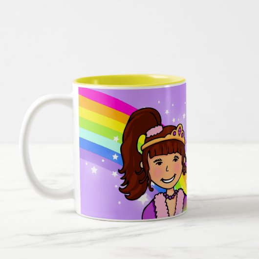 Naam prinses meiden regenboogse paarse mok (Links)