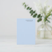 Naam Professioneel Modern Minimalistisch Blauw Informatiekaartje (Staand voorkant)
