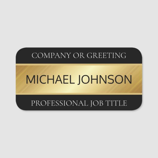 Naam professionele werknemer en titel gouden naamplaatje (Voorkant)