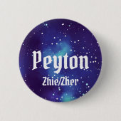 Naam ___ + Pronouns  Galaxy Ronde Button 5,7 Cm (Voorkant)