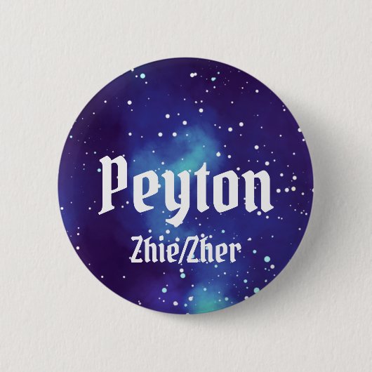 Naam ___ + Pronouns Galaxy Ronde Button 5,7 Cm (Voorkant)