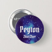 Naam ___ + Pronouns Galaxy Ronde Button 5,7 Cm (Voorkant /achterkant)