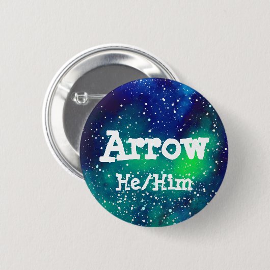 Naam ___ + Pronouns Galaxy Ronde Button 5,7 Cm (Voorkant /achterkant)