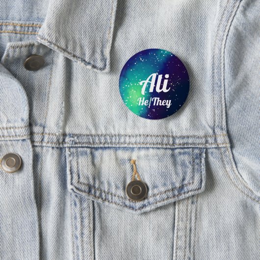 Naam ___ + Pronouns  Galaxy Ronde Button 5,7 Cm (In situ)