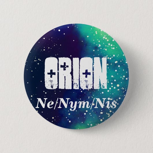 Naam ___ + Pronouns  Galaxy Ronde Button 5,7 Cm (Voorkant)