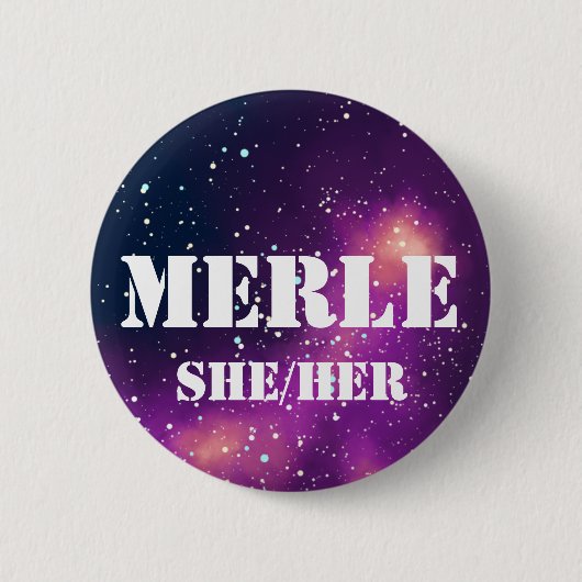 Naam ___ + Pronouns  Galaxy Ronde Button 5,7 Cm (Voorkant)