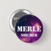 Naam ___ + Pronouns  Galaxy Ronde Button 5,7 Cm (Voorkant /achterkant)