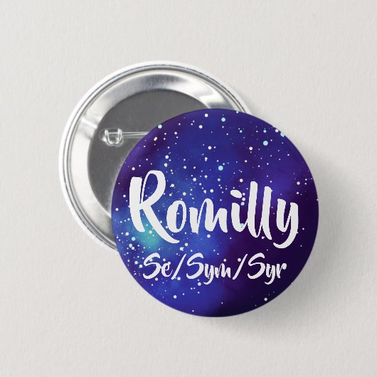 Naam ___ + Pronouns  Galaxy Ronde Button 5,7 Cm (Voorkant /achterkant)