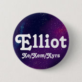 Naam ___ + Pronouns  Galaxy Ronde Button 5,7 Cm (Voorkant)