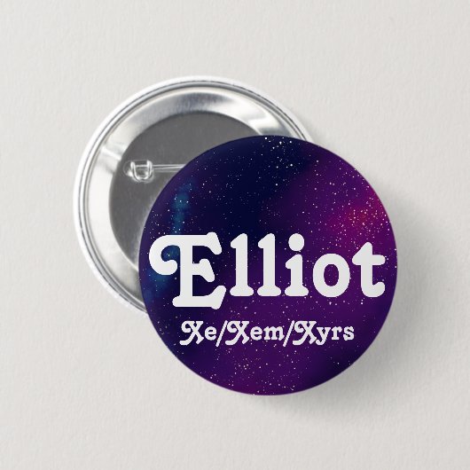 Naam ___ + Pronouns  Galaxy Ronde Button 5,7 Cm (Voorkant /achterkant)