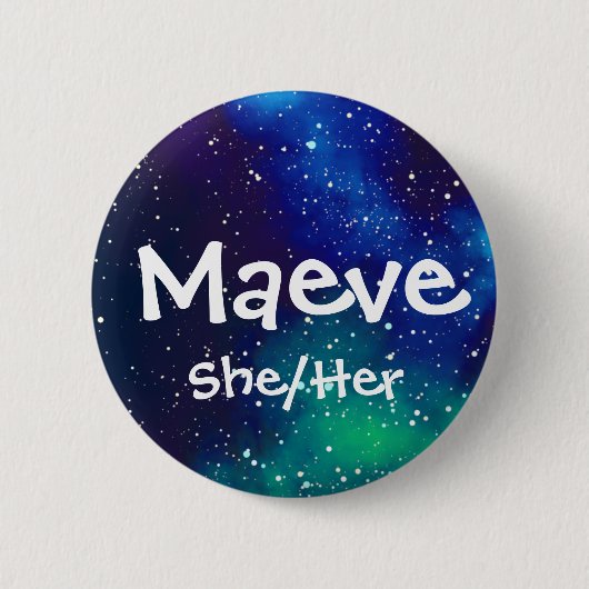 Naam ___ + Pronouns Galaxy Ronde Button 5,7 Cm (Voorkant)