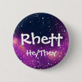 Naam ___ + Pronouns  Galaxy Ronde Button 5,7 Cm (Voorkant)