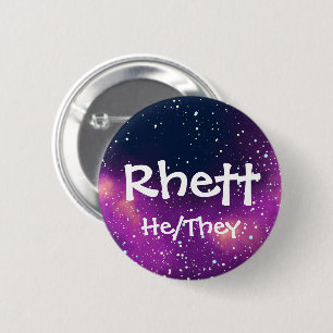 Naam ___ + Pronouns  Galaxy Ronde Button 5,7 Cm