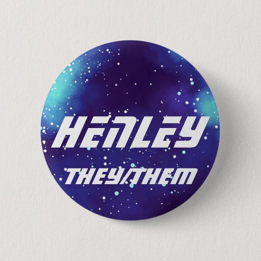 Naam ___ + Pronouns Galaxy Ronde Button 5,7 Cm (Voorkant)