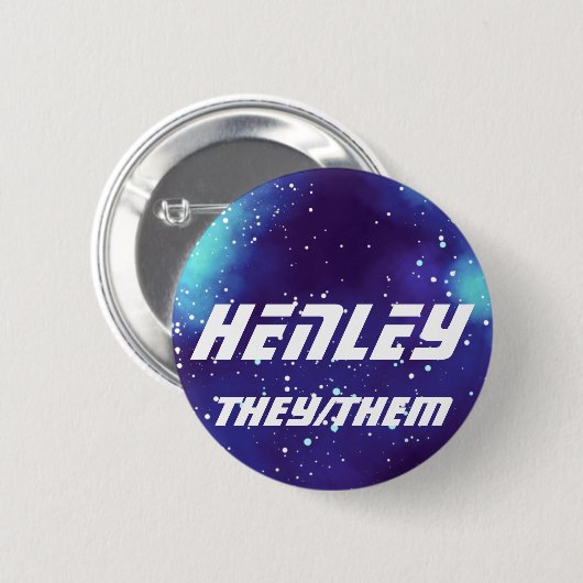 Naam ___ + Pronouns  Galaxy Ronde Button 5,7 Cm (Voorkant /achterkant)