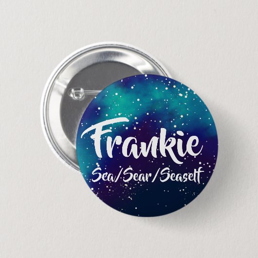 Naam ___ + Pronouns Galaxy Ronde Button 5,7 Cm (Voorkant /achterkant)