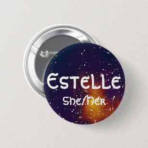 Naam ___ + Pronouns  Galaxy Ronde Button 5,7 Cm