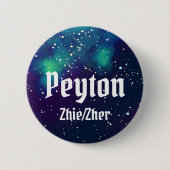 Naam ___ + Pronouns  Galaxy Ronde Button 5,7 Cm (Voorkant)