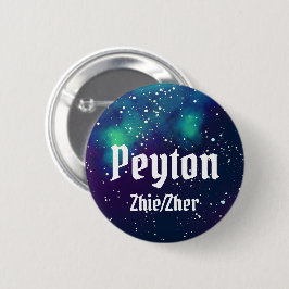Naam ___ + Pronouns  Galaxy Ronde Button 5,7 Cm