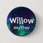 Naam ___ + Pronouns  Galaxy Ronde Button 5,7 Cm (Voorkant)