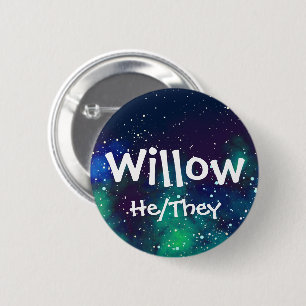 Naam ___ + Pronouns  Galaxy Ronde Button 5,7 Cm
