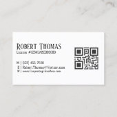 Naam QR Code Licentie # Professioneel Modern Zwart Visitekaartje (Achterkant)