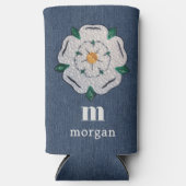 Naam, Quilled Yorkshire White Rose, Populair Slim Seltzer Blikjeskoeler (Voorkant)