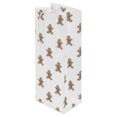Naam & Quote op Schattige Gingerbread Man Wijn Cadeautas (Achterkant Gekanteld)
