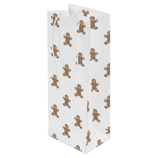 Naam & Quote op Schattige Gingerbread Man Wijn Cadeautas (Achterkant Gekanteld)