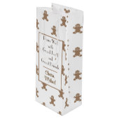 Naam & Quote op Schattige Gingerbread Man Wijn Cadeautas (Voorkant Gekanteld)