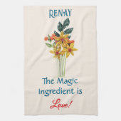 Naam, Quote, Papier Gevulde Bloemen Print Groot Theedoek (Verticaal)