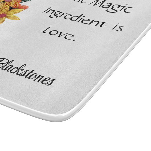 Naam, Quote, Papier Gewatteerde Bloemen Glas Snijplank (Hoek)