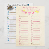 Naam Race Baby shower Game Kaarten (Voorkant / Achterkant)