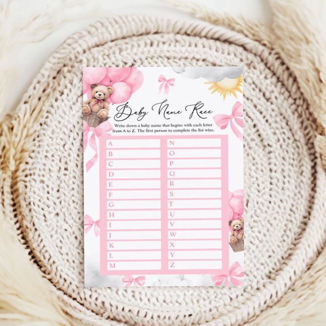 Naam Race Baby shower Spelkaart (Creator heeft geüpload)